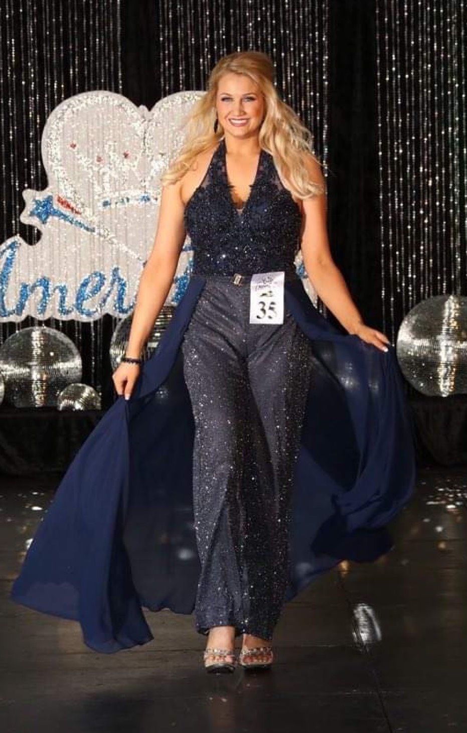 Colors Size 10 Pageant Halter Blue Formal Jumpsuit on Queenly