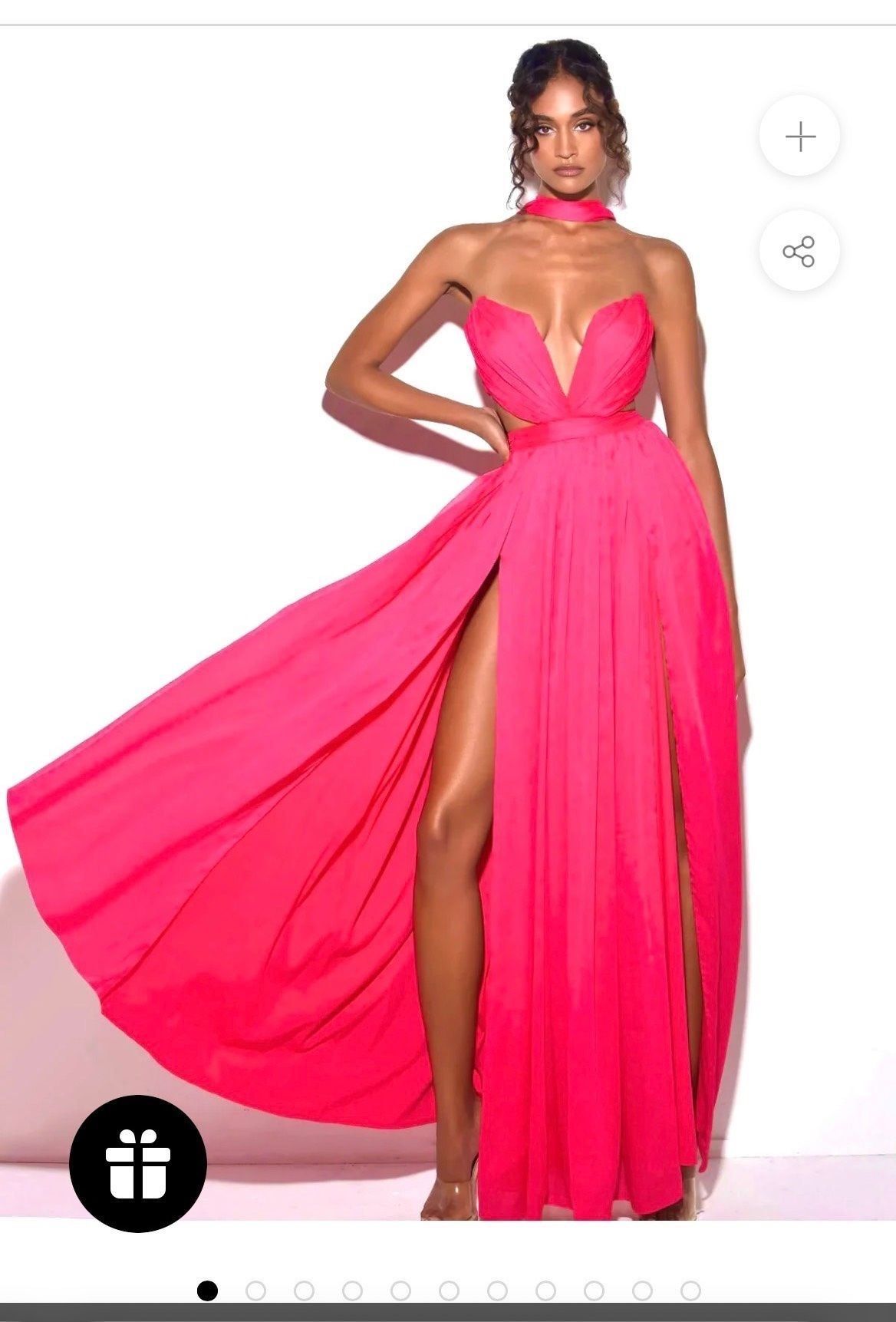 Miss Circle Size 00 Prom Strapless Hot Pink Side Slit Dress on Queenly