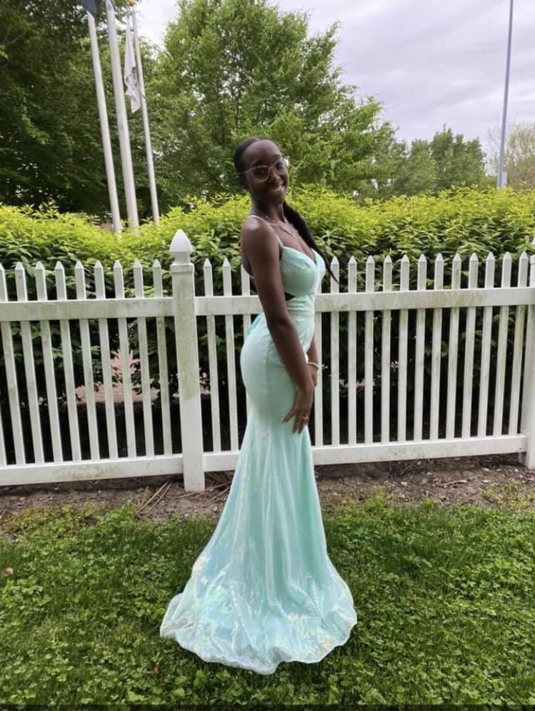 Madison James Size 2 Prom Plunge Light Blue Floor Length Maxi on Queenly