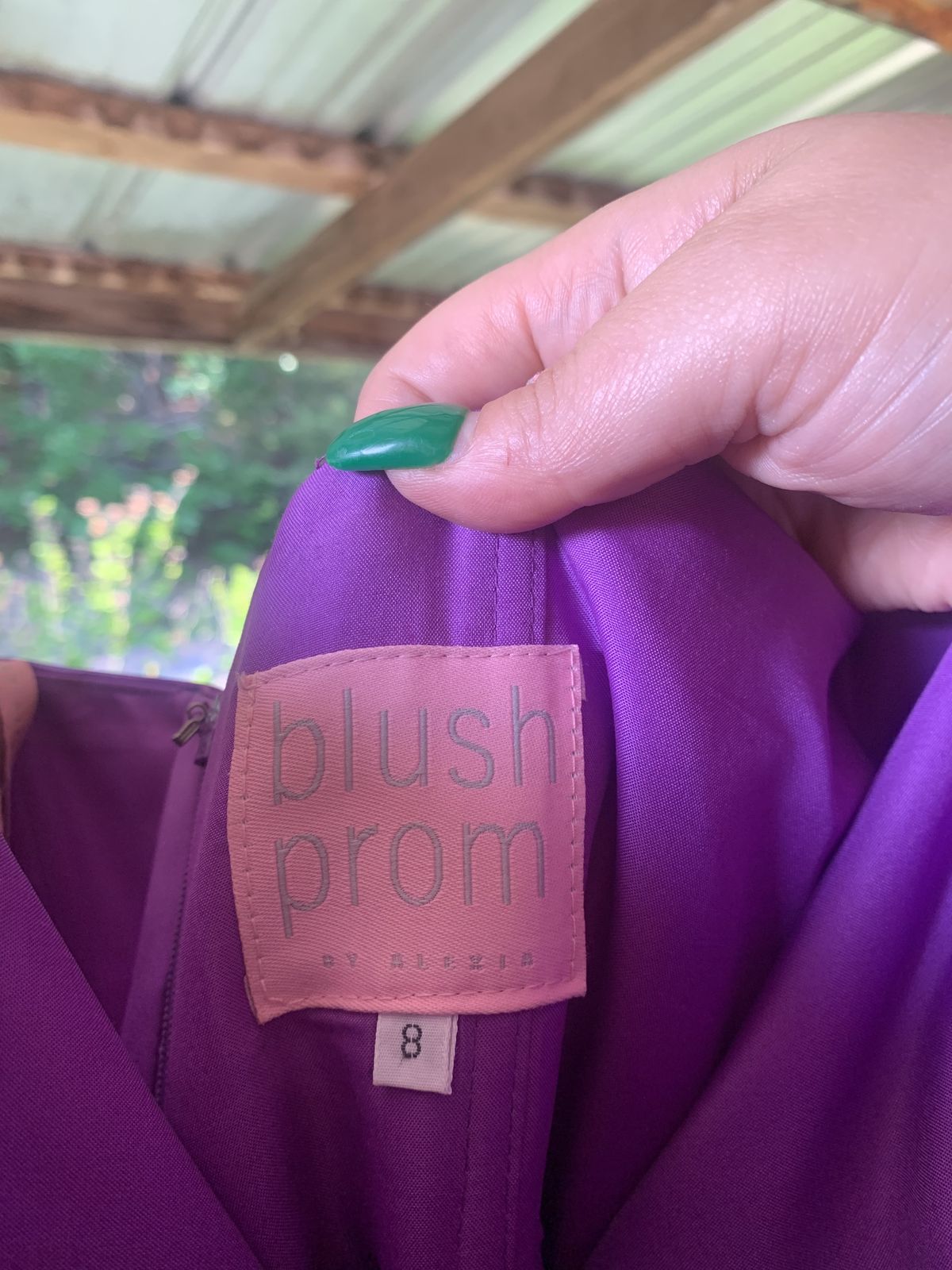 Blush by Alexia Size 8 Strapless Purple Side Slit Dress on Queenly