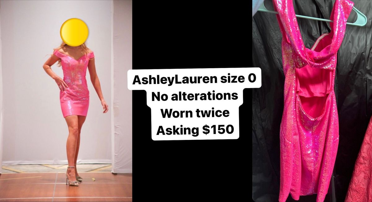 Ashley Lauren Size 0 Homecoming Off The Shoulder Hot Pink Cocktail Dress on Queenly