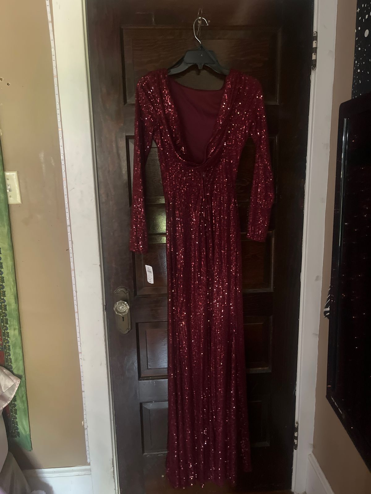 Size XS Prom Long Sleeve Burgundy Red Mermaid Dress on Queenly