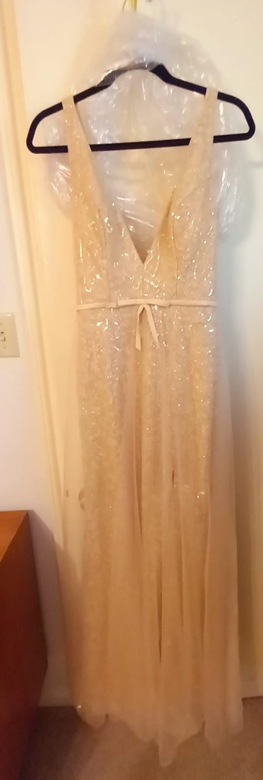 Style Not Known LanTing Size 4 Wedding Guest Lace Gold Floor Length Maxi on Queenly