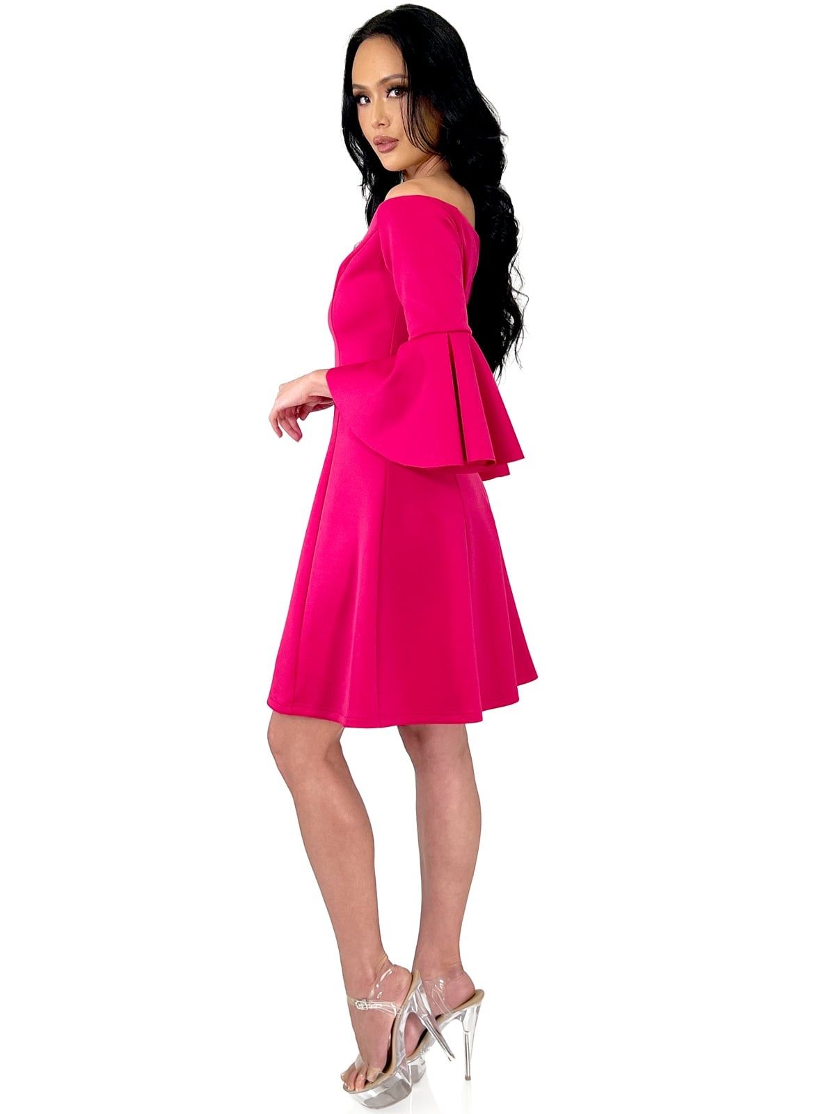 Style 8183 Marc Defang Size 4 Off The Shoulder Pink Cocktail Dress on Queenly