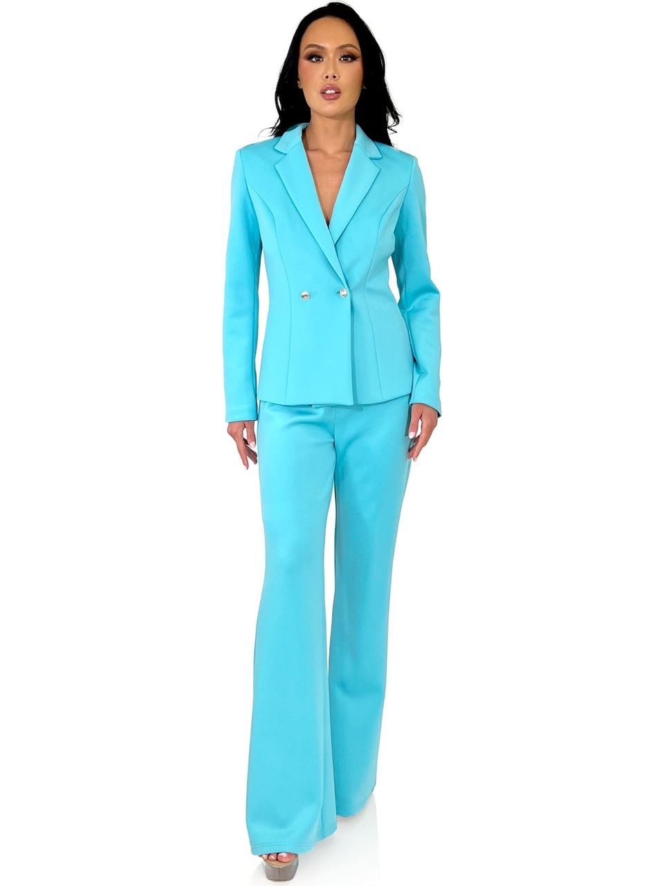 Style 8124 Marc Defang Size 4 Pageant Blue Formal Jumpsuit on Queenly