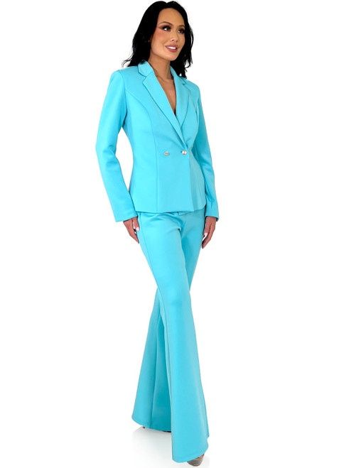 Style 8124 Marc Defang Size 6 Pageant Blue Formal Jumpsuit on Queenly