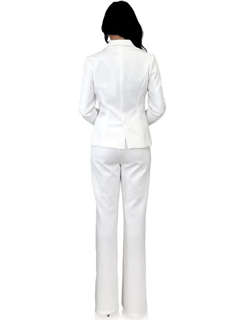 Style 8124 Marc Defang Size 4 Pageant White Formal Jumpsuit on Queenly