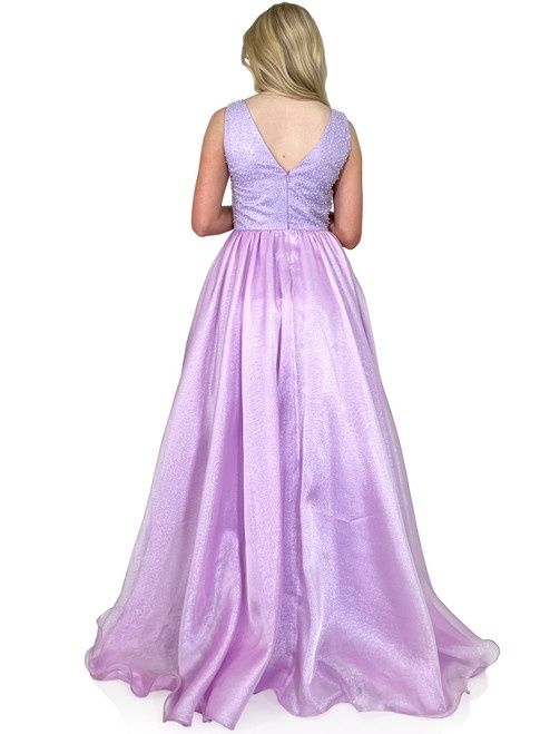 Style 8282 Marc Defang Size 4 Sheer Purple Ball Gown on Queenly