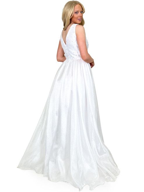 Style 8282 Marc Defang Size 10 Sheer White Ball Gown on Queenly