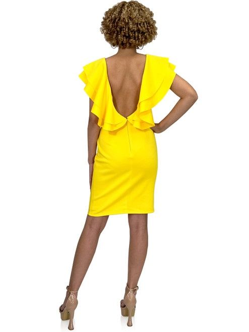 Style 8164 Marc Defang Size 4 Pageant Yellow Cocktail Dress on Queenly