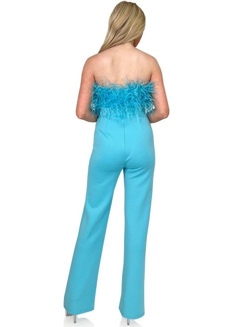 Style 8149 Marc Defang Size 4 Pageant Blue Formal Jumpsuit on Queenly