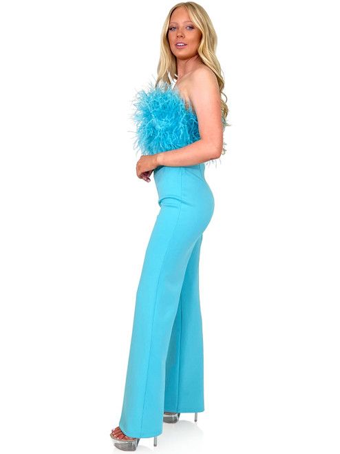 Style 8149 Marc Defang Size 10 Pageant Blue Formal Jumpsuit on Queenly