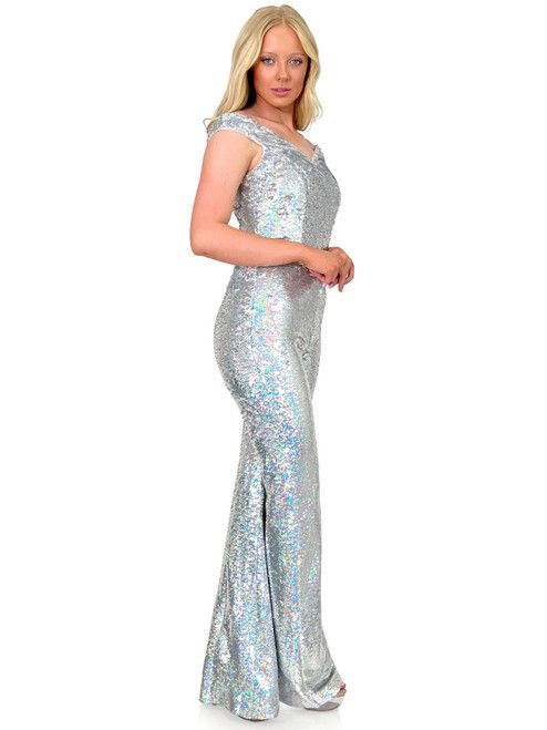 Style 8263 Marc Defang Size 4 Pageant Off The Shoulder Turquoise Blue Formal Jumpsuit on Queenly