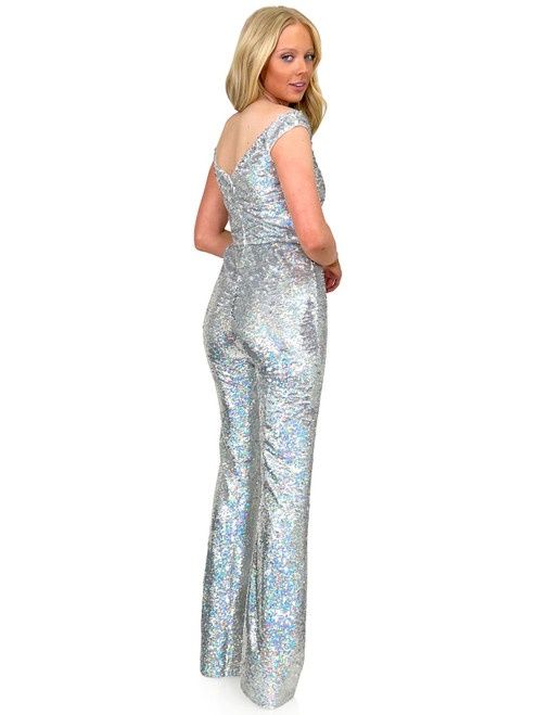 Style 8263 Marc Defang Size 6 Pageant Off The Shoulder Turquoise Blue Formal Jumpsuit on Queenly