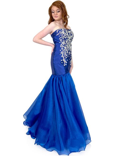 Style 8276 Marc Defang Size 4 Pageant Royal Blue Mermaid Dress on Queenly