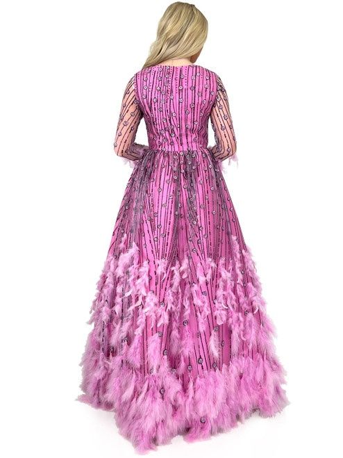 Style 8272 Marc Defang Size 2 Pageant Sheer Pink Ball Gown on Queenly