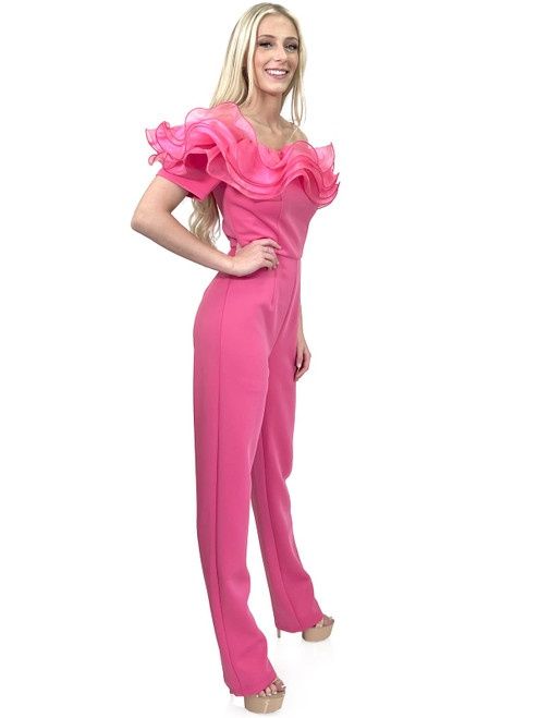 Style 8165 Marc Defang Size 4 Pageant Hot Pink Formal Jumpsuit on Queenly