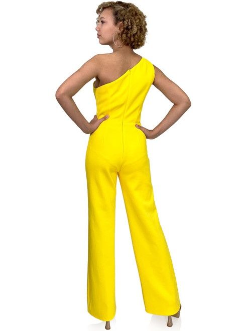 Style 8162 Marc Defang Size 2 Pageant Yellow Formal Jumpsuit on Queenly