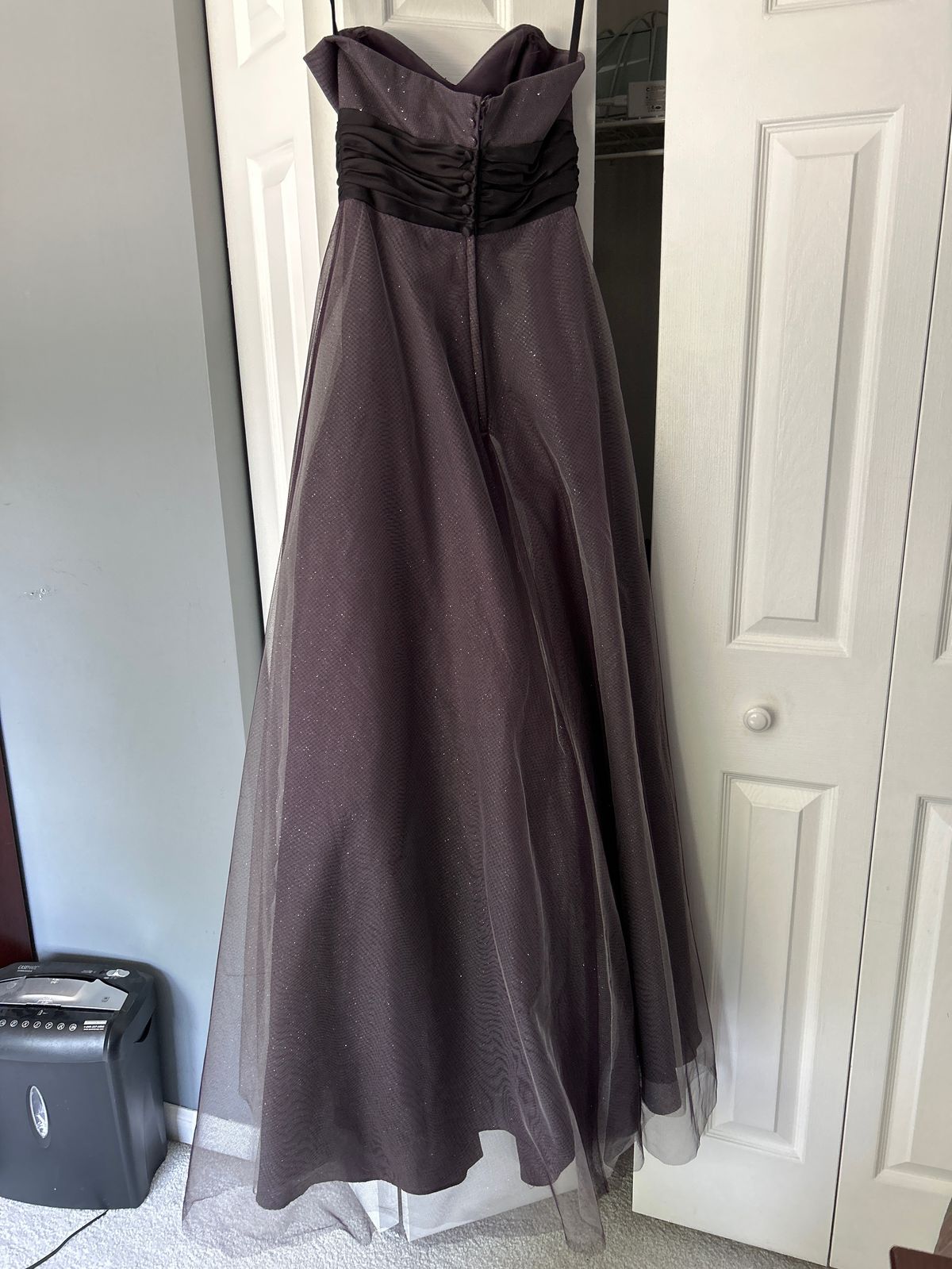 Size 0 Prom Strapless Purple Dress With Train on Queenly