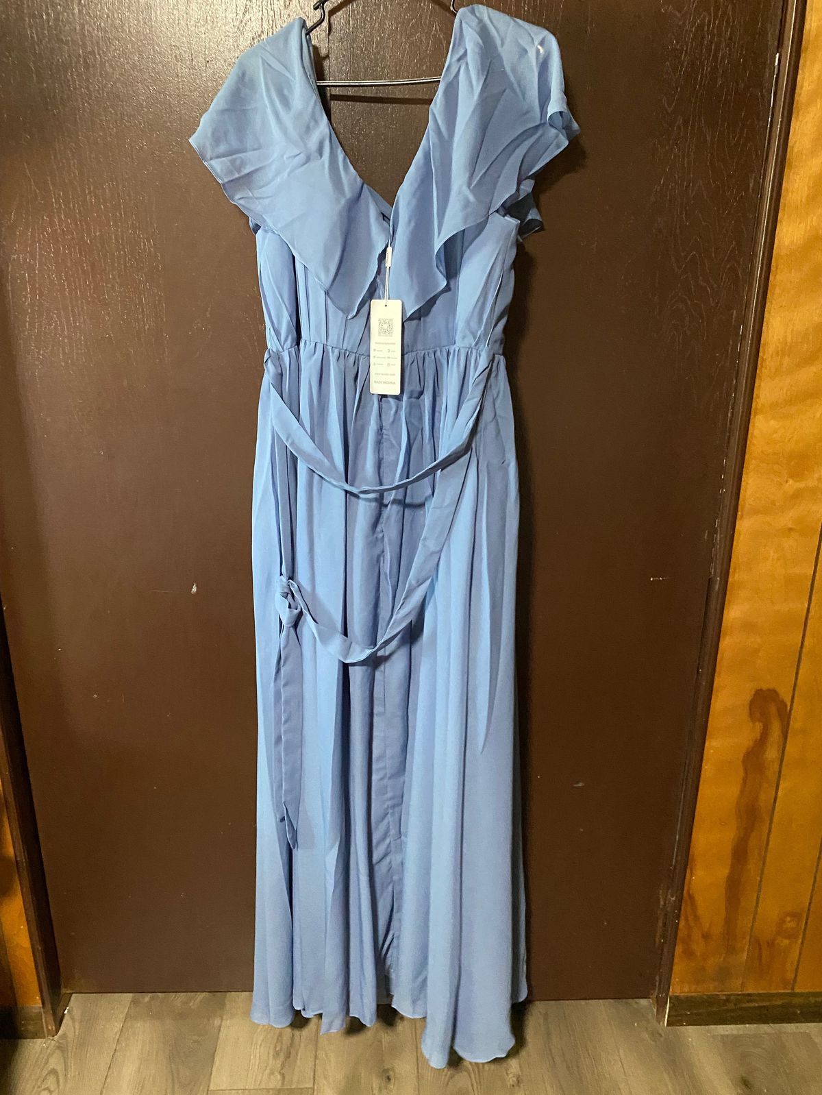 Plus Size 20 Bridesmaid Plunge Blue Floor Length Maxi on Queenly