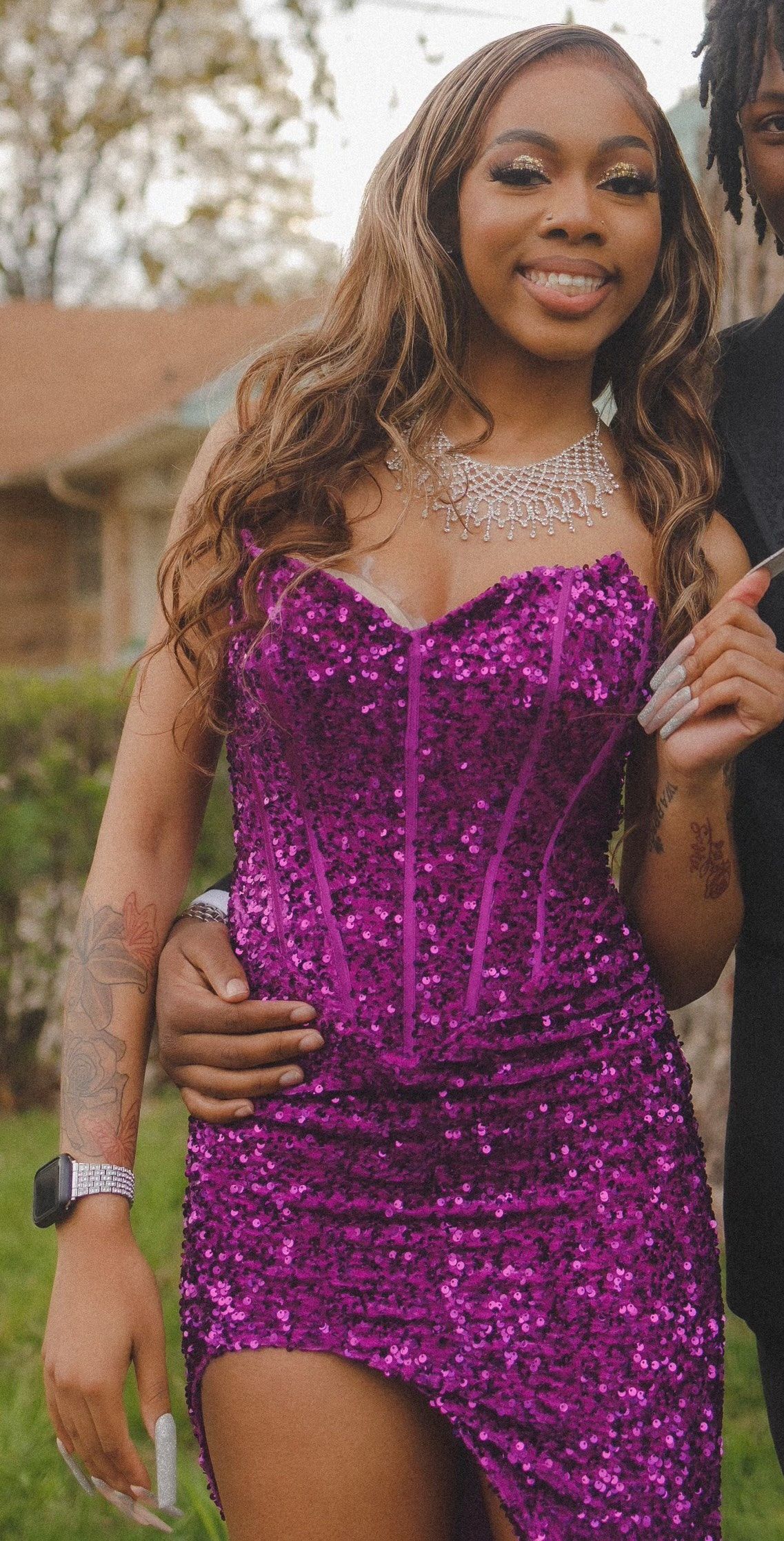 Size 2 Prom Strapless Purple Dress With Train on Queenly