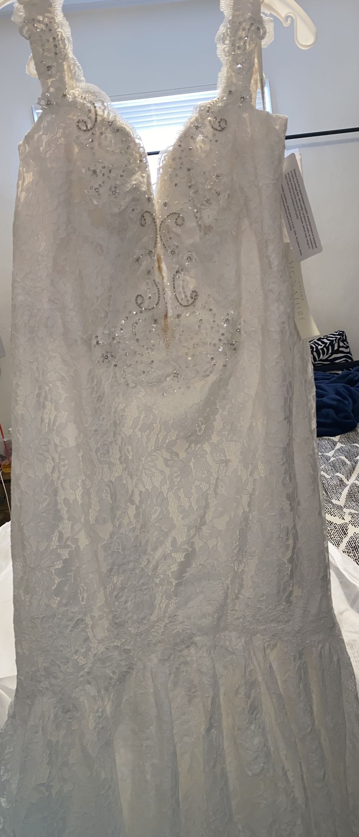 Galina Plus Size 16 Lace White Mermaid Dress on Queenly