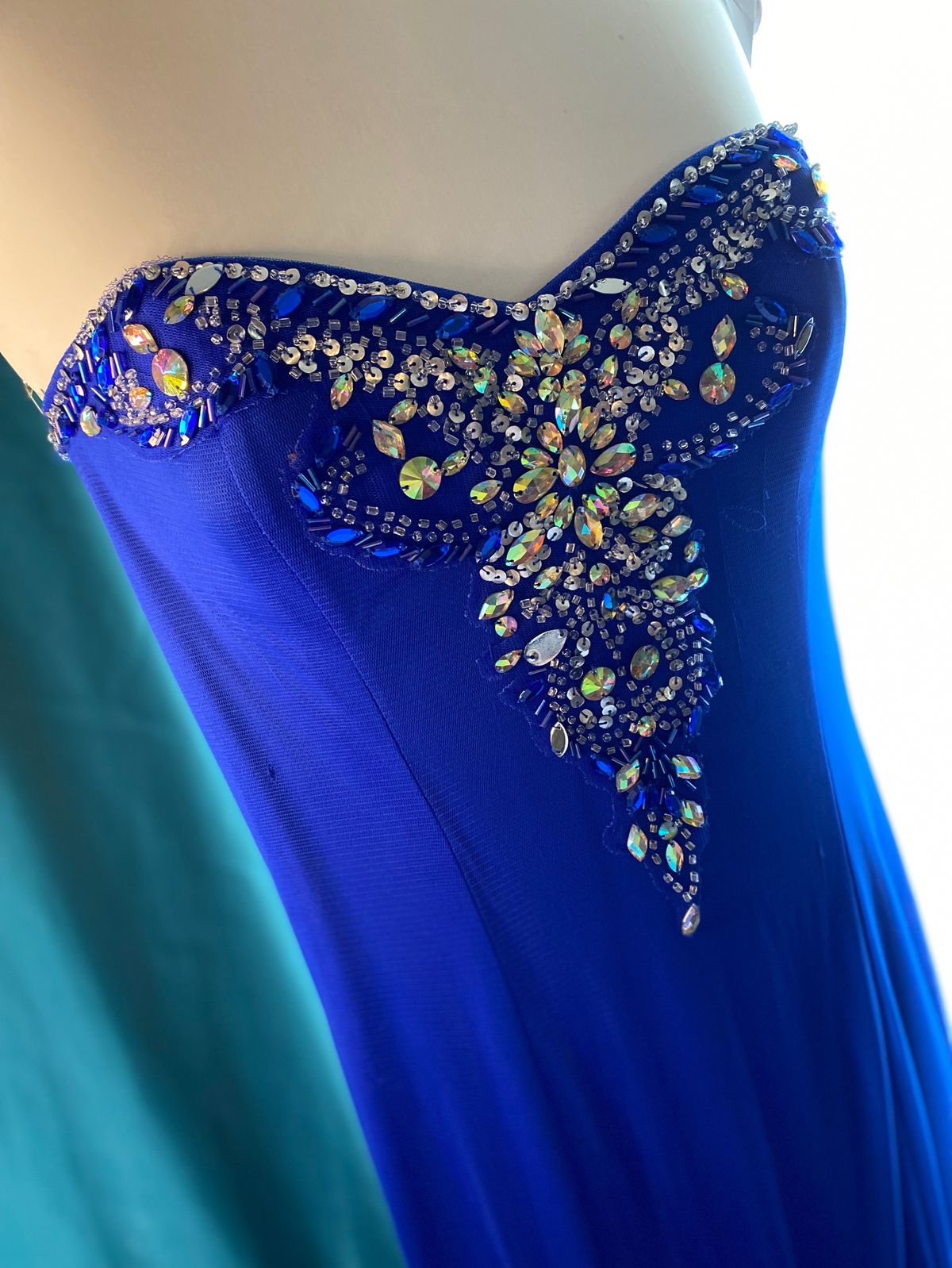 Size 6 Prom Strapless Blue Mermaid Dress on Queenly
