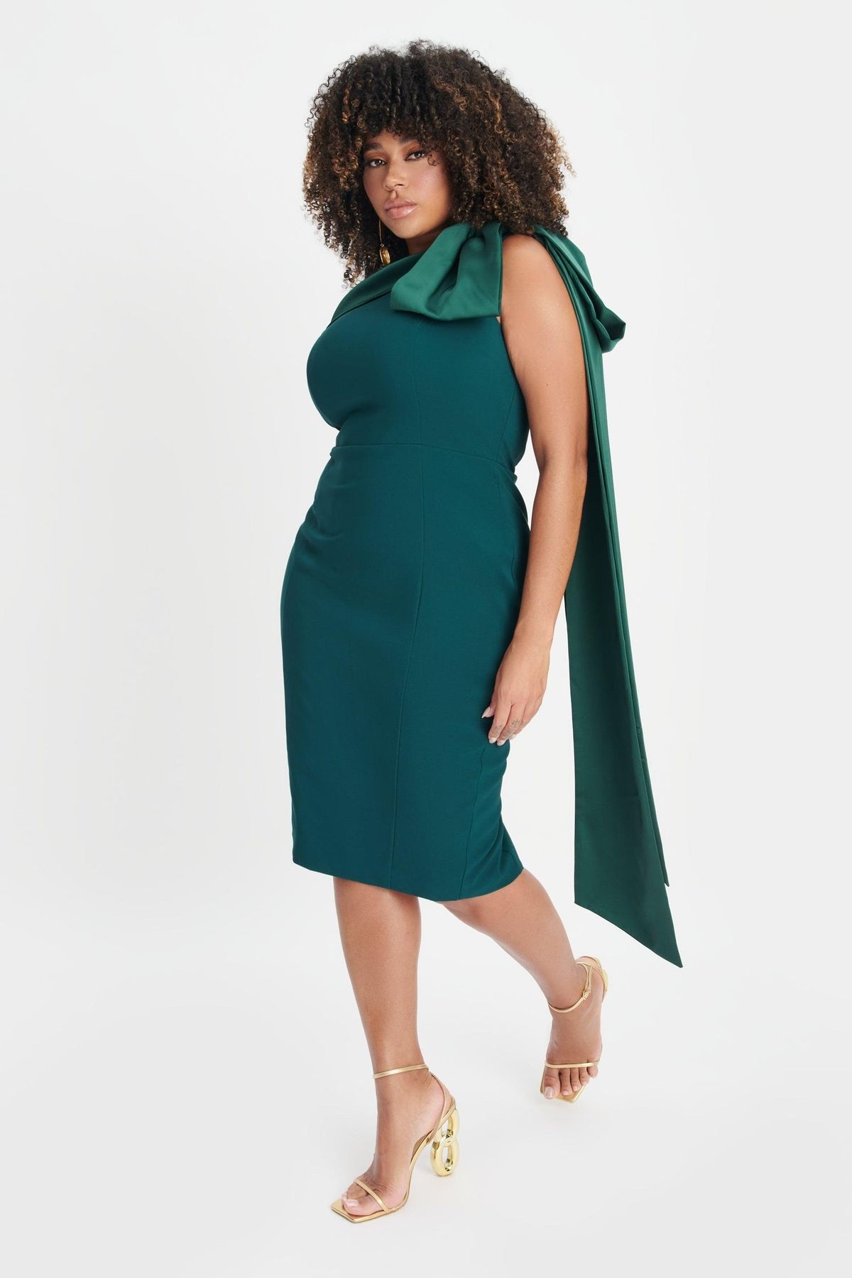 Style GEMMA Lavish Alice Plus Size 22 One Shoulder Emerald Green Cocktail Dress on Queenly