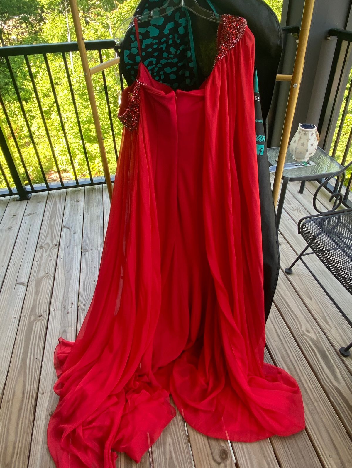 Style 07652 Jovani Size 10 Pageant Strapless Red Side Slit Dress on Queenly