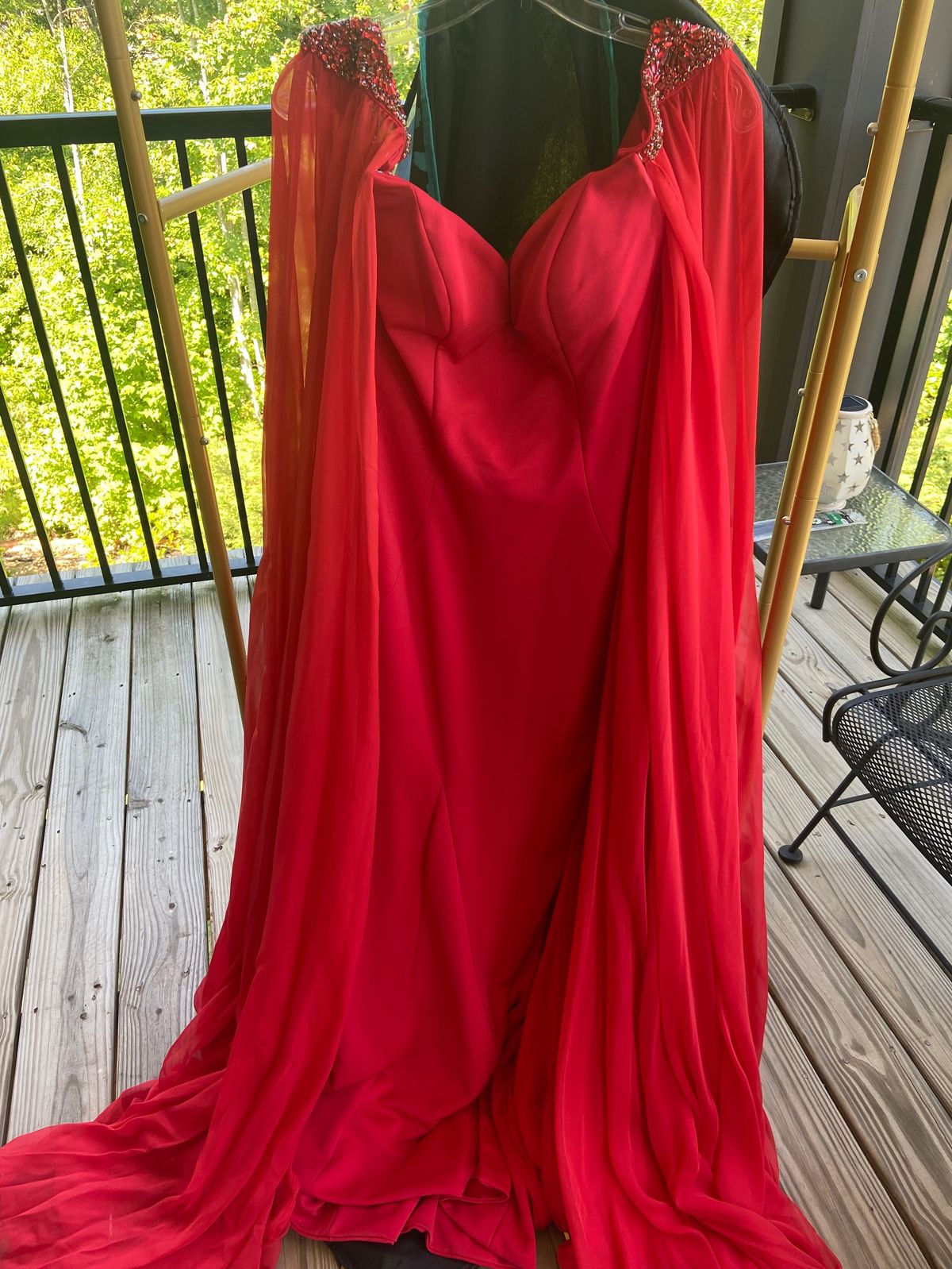 Style 07652 Jovani Size 10 Pageant Strapless Red Side Slit Dress on Queenly
