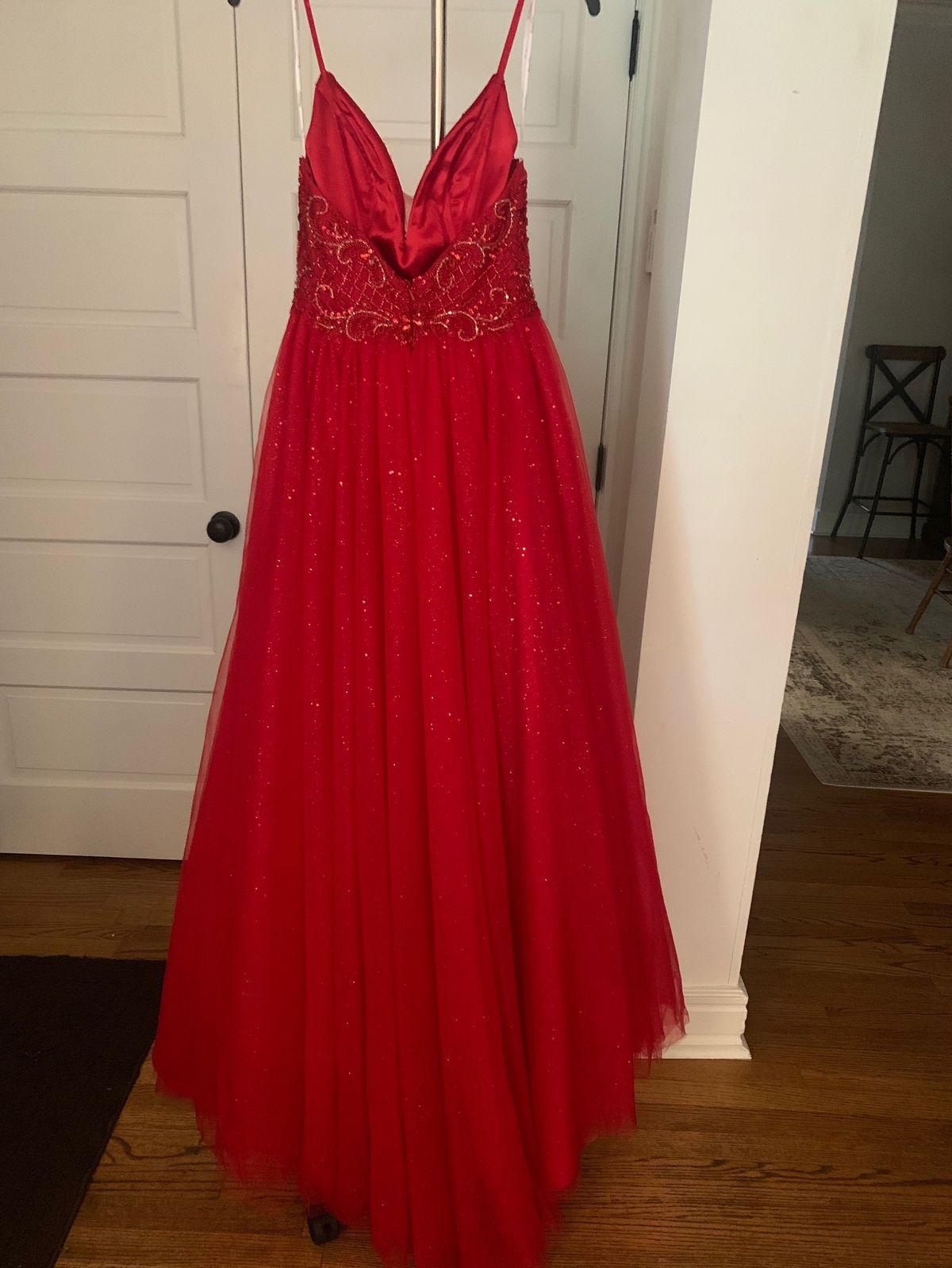 Tiffany Designs Size 4 Prom Plunge Red Ball Gown on Queenly