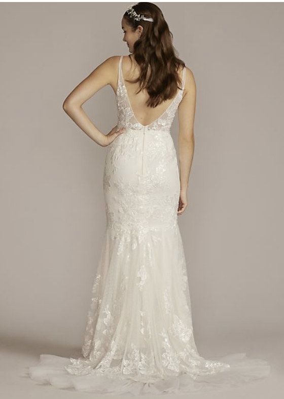 Melissa Sweet Size 8 Wedding Plunge White Mermaid Dress on Queenly