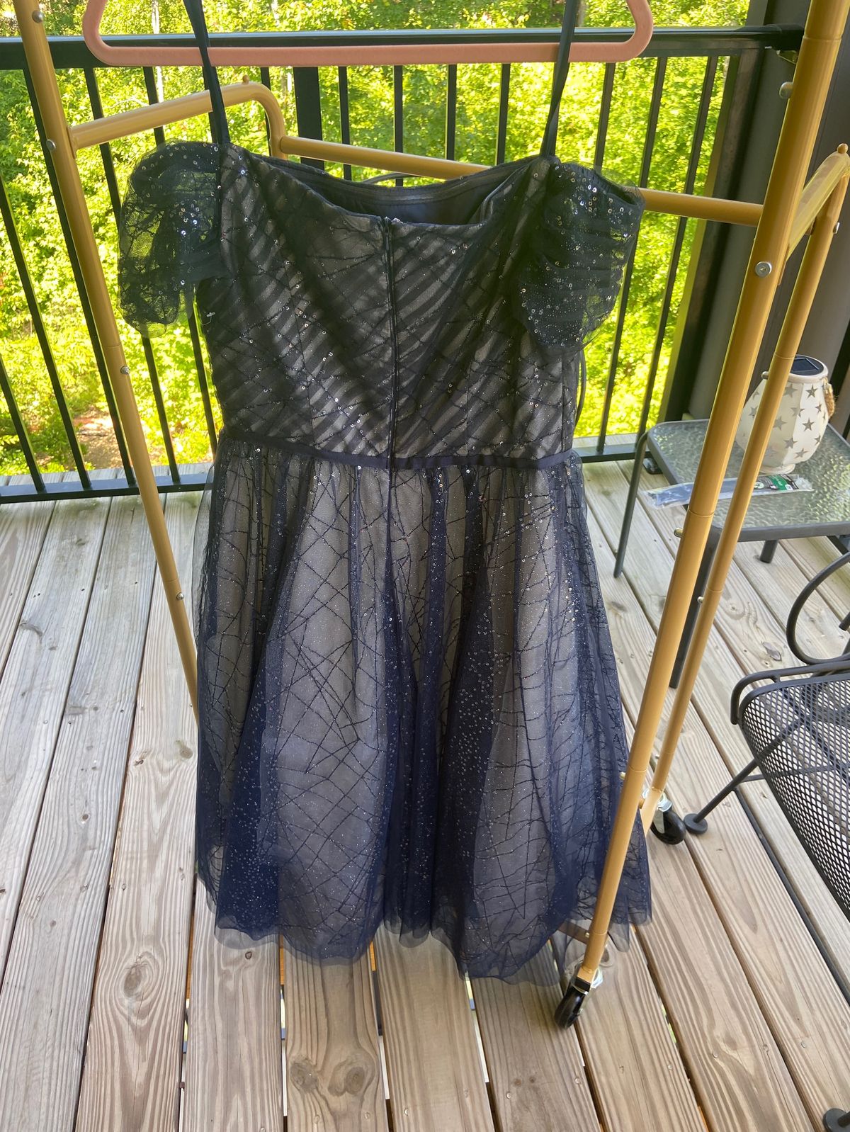 Size 10 Pageant Off The Shoulder Blue Cocktail Dress on Queenly