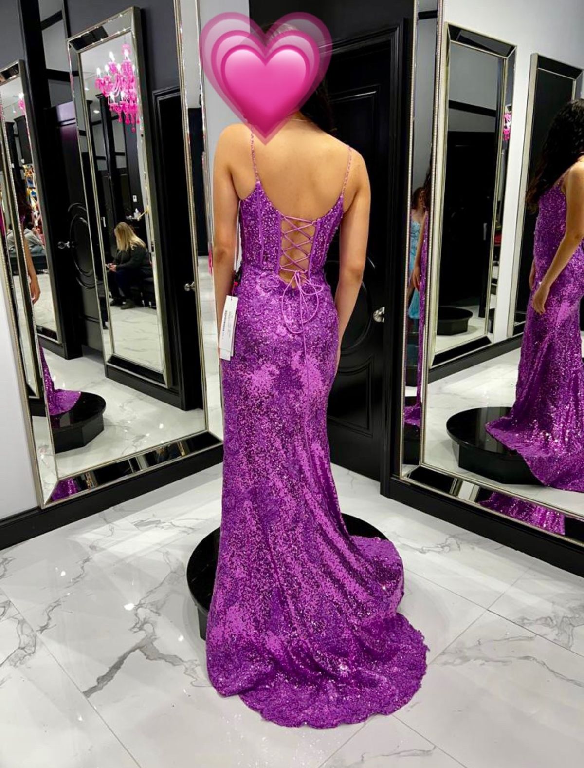 Style 54838 Sherri Hill Size 4 Prom Plunge Purple Side Slit Dress on Queenly