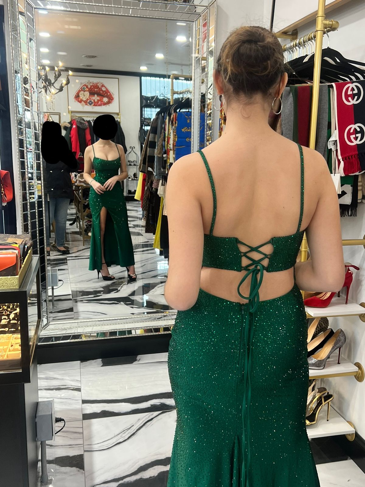 Sherri Hill Size 0 Prom Plunge Emerald Green Side Slit Dress on Queenly
