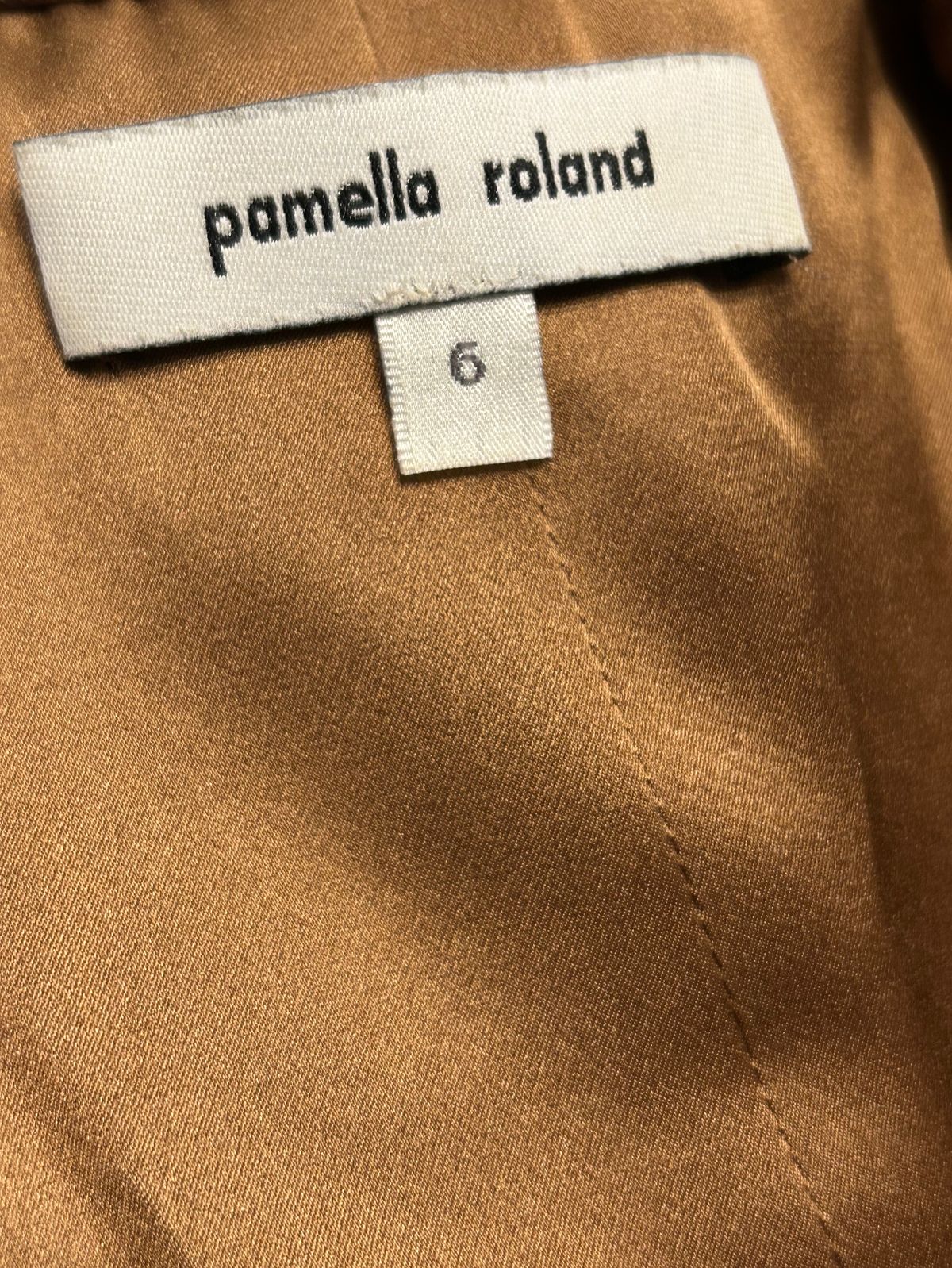 Pamella Roland Size 6 Strapless Satin Brown Cocktail Dress on Queenly