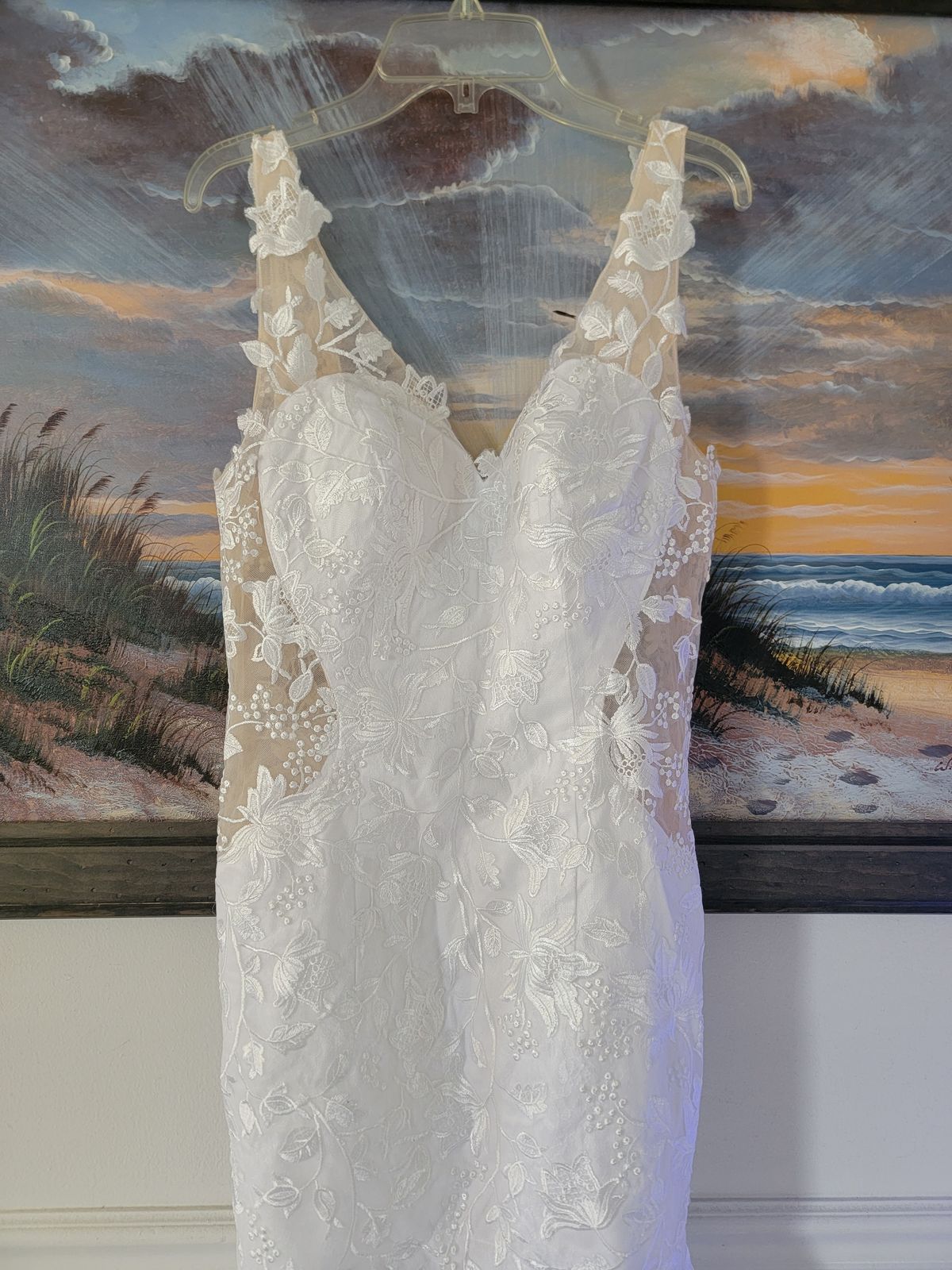 Size 8 Lace White Mermaid Dress on Queenly