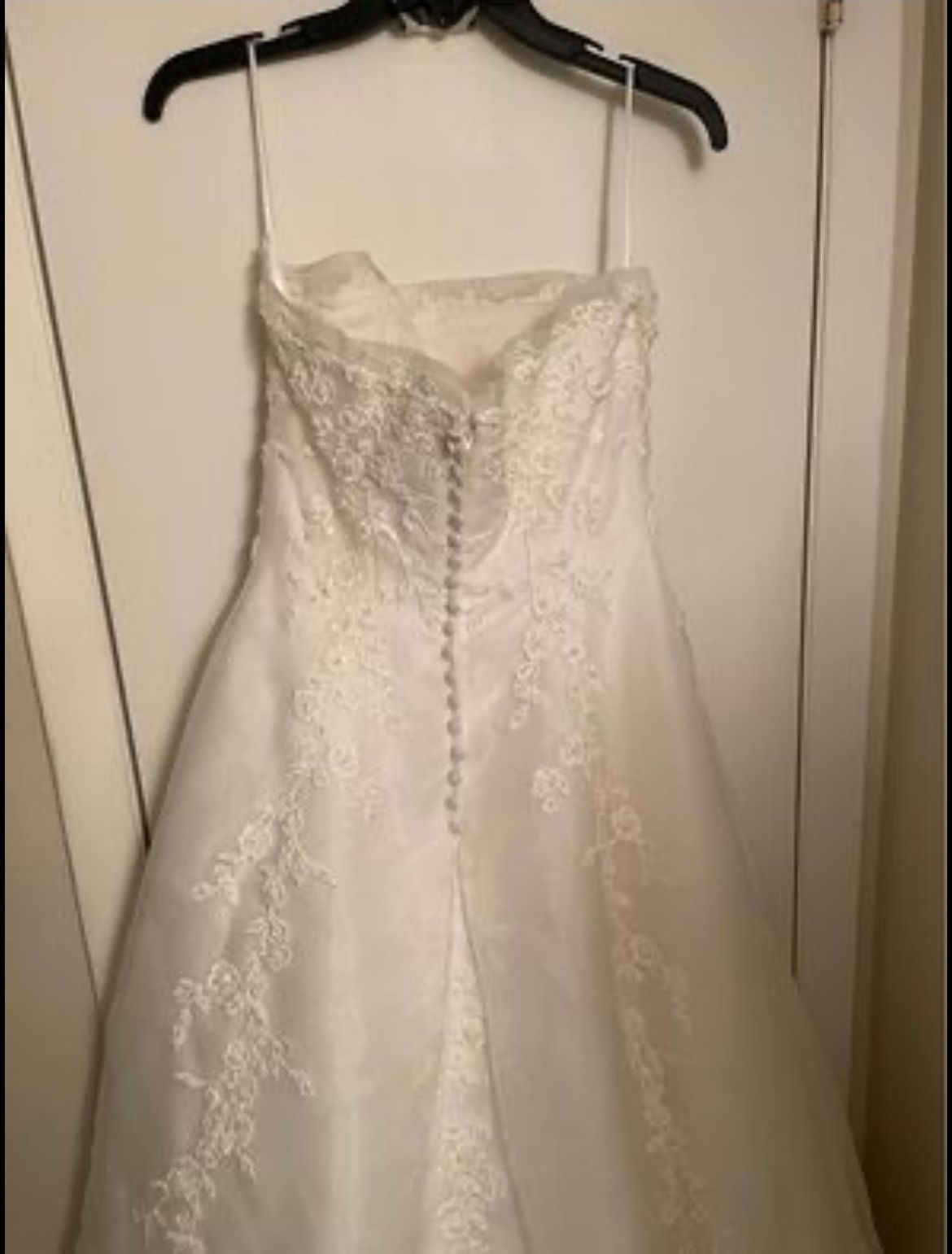 Jasmine Size 8 Wedding Strapless Satin White Dress With Train on Queenly