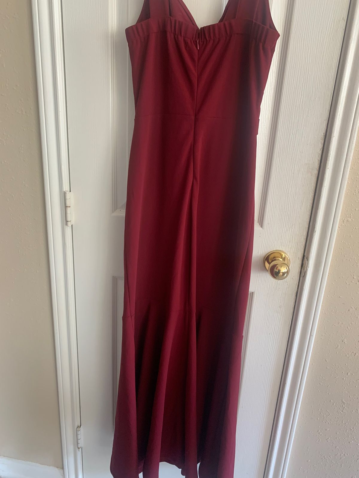Size S Prom Plunge Red Floor Length Maxi on Queenly