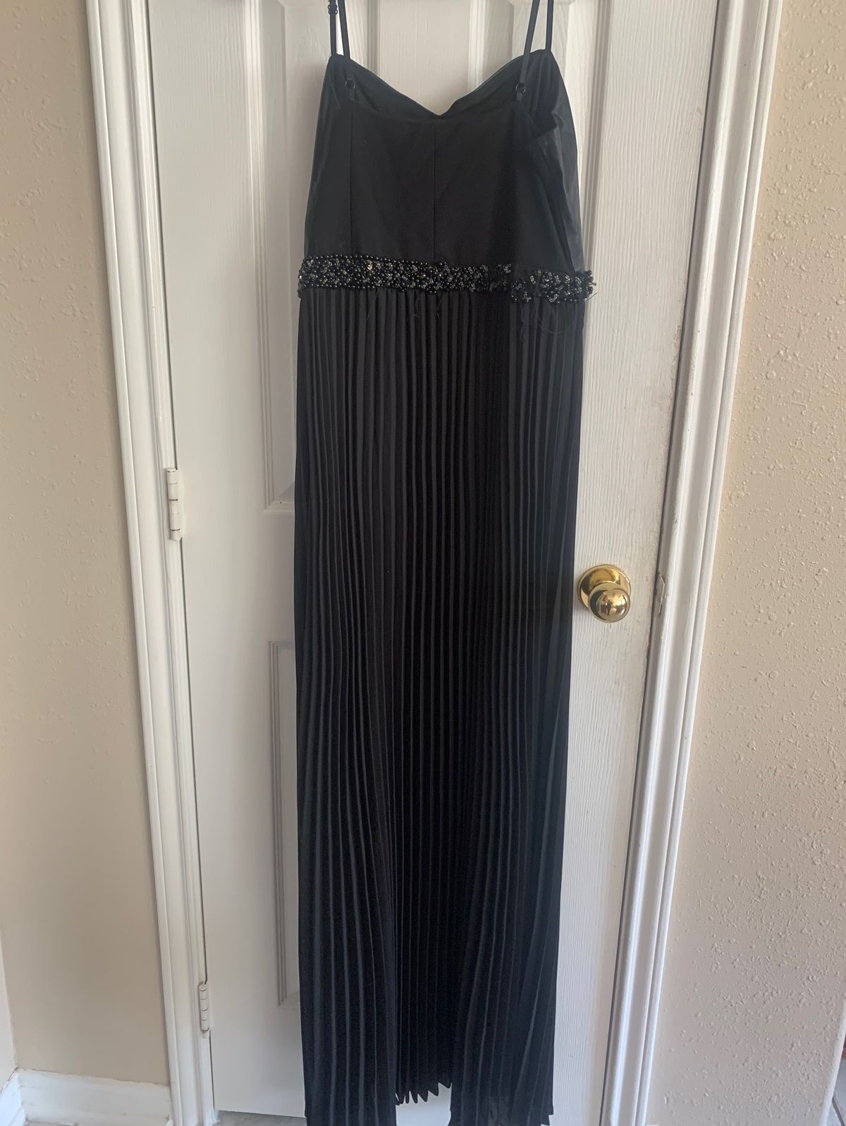 Size 10 Prom Plunge Black Floor Length Maxi on Queenly