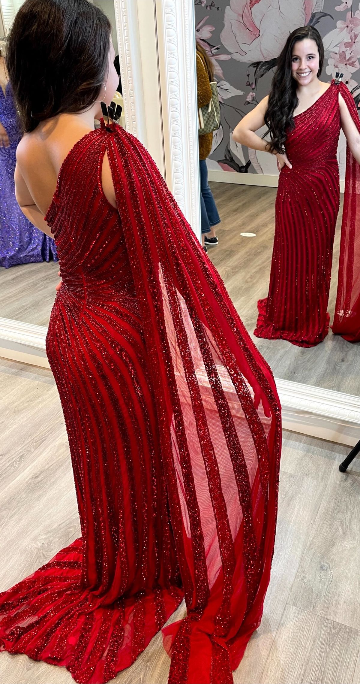 Sherri Hill Size 4 Prom One Shoulder Red A-line Dress on Queenly