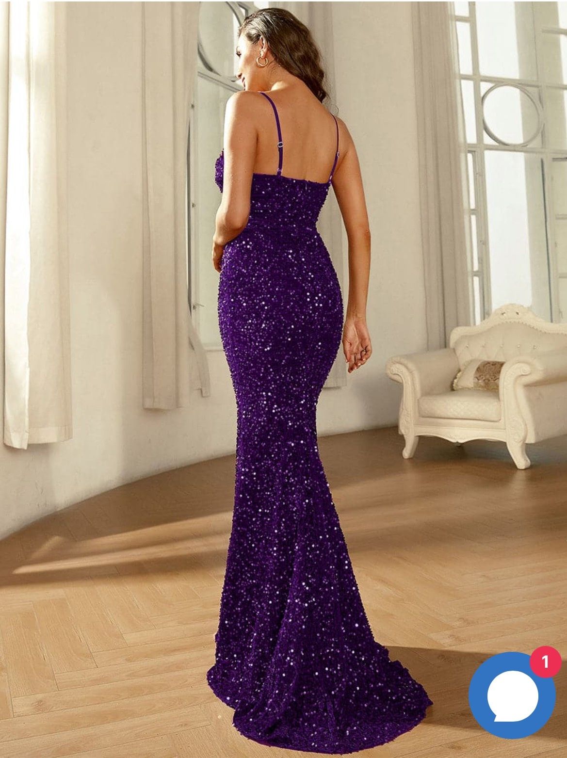 Size L Prom Plunge Purple Mermaid Dress on Queenly