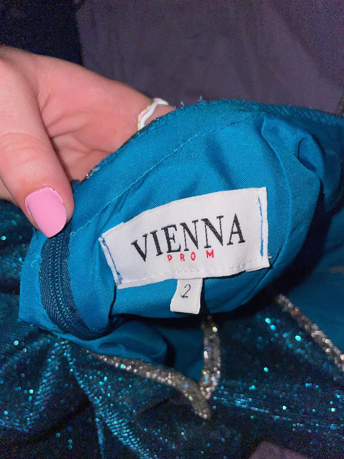 Vienna Size 2 Homecoming High Neck Sheer Blue Cocktail Dress on Queenly