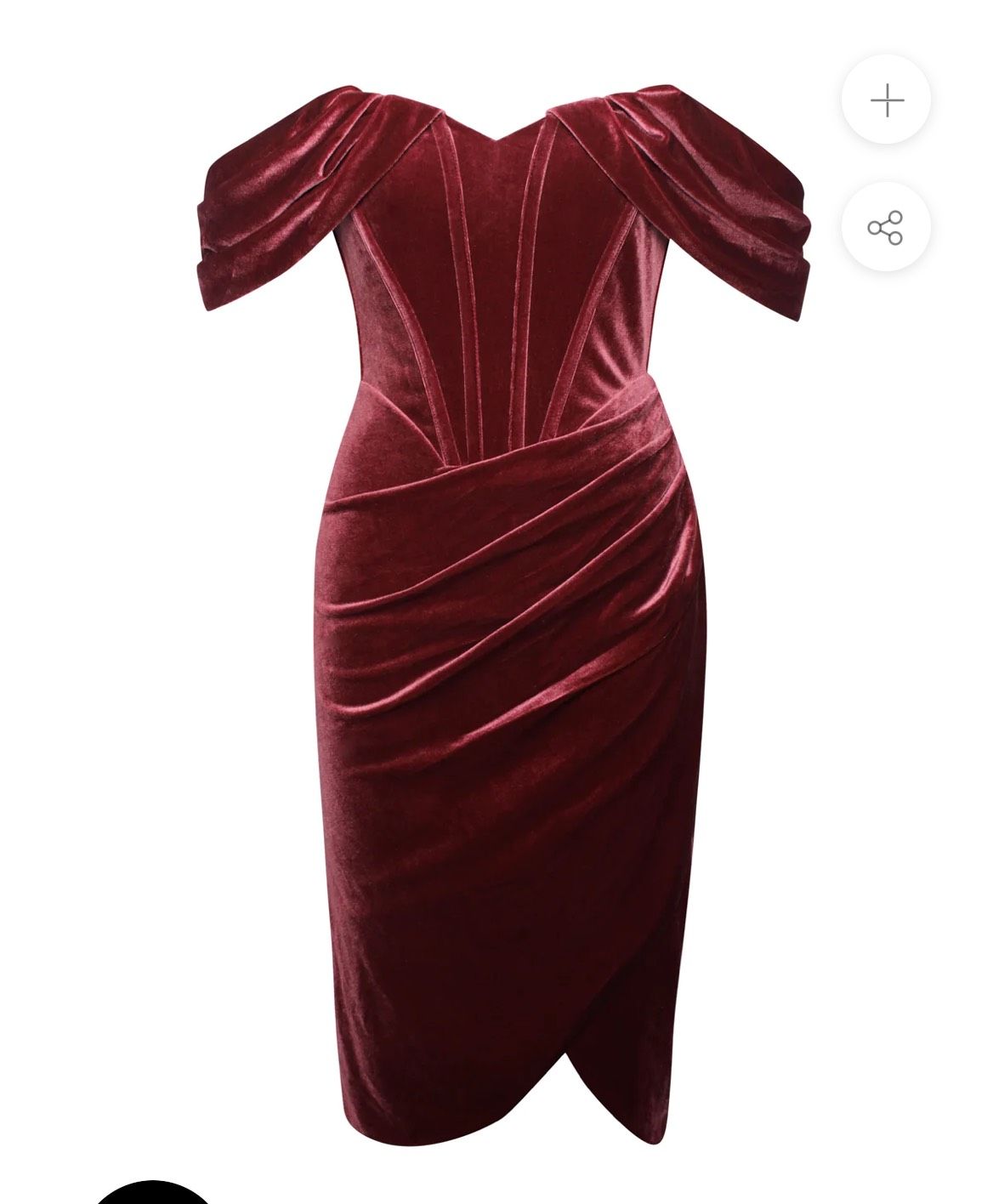 Miss Circle Size L Wedding Guest Off The Shoulder Velvet Red Cocktail Dress on Queenly
