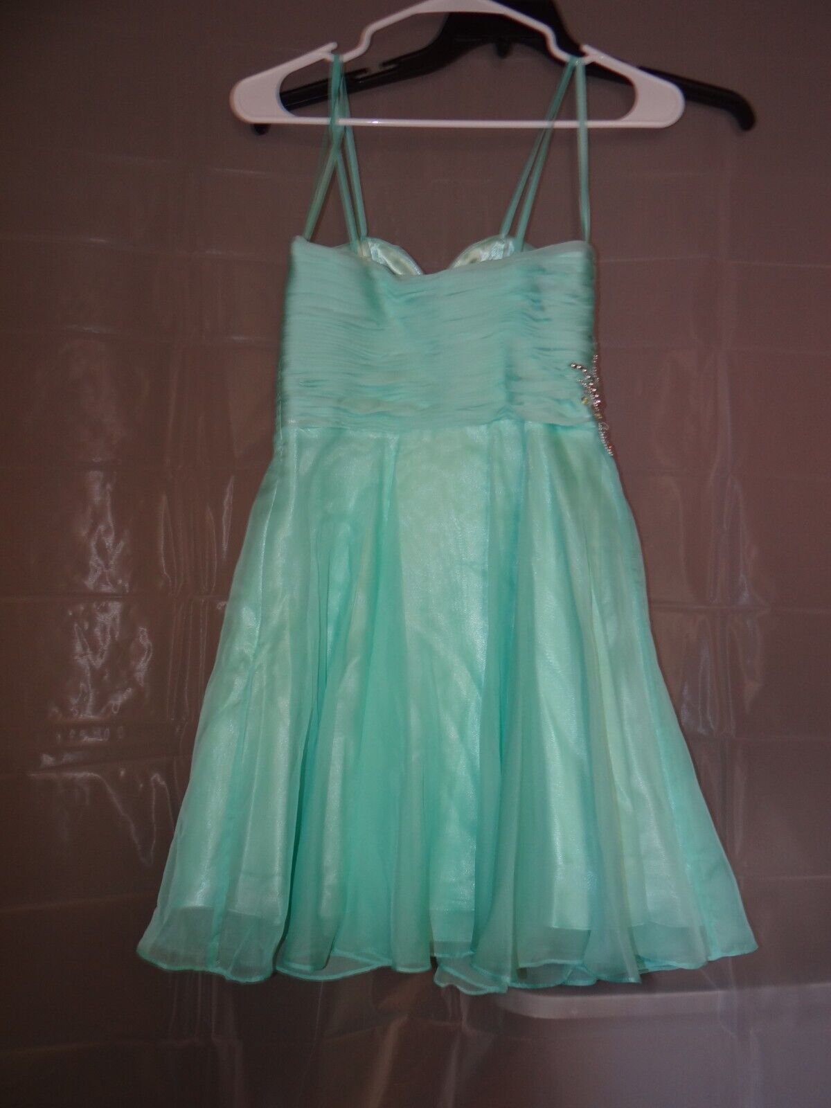 Size 2 Bridesmaid Strapless Sequined Light Blue Cocktail Dress on Queenly