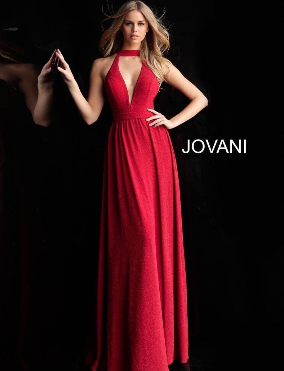 Jovani Size 00 Prom Plunge Red Side Slit Dress on Queenly