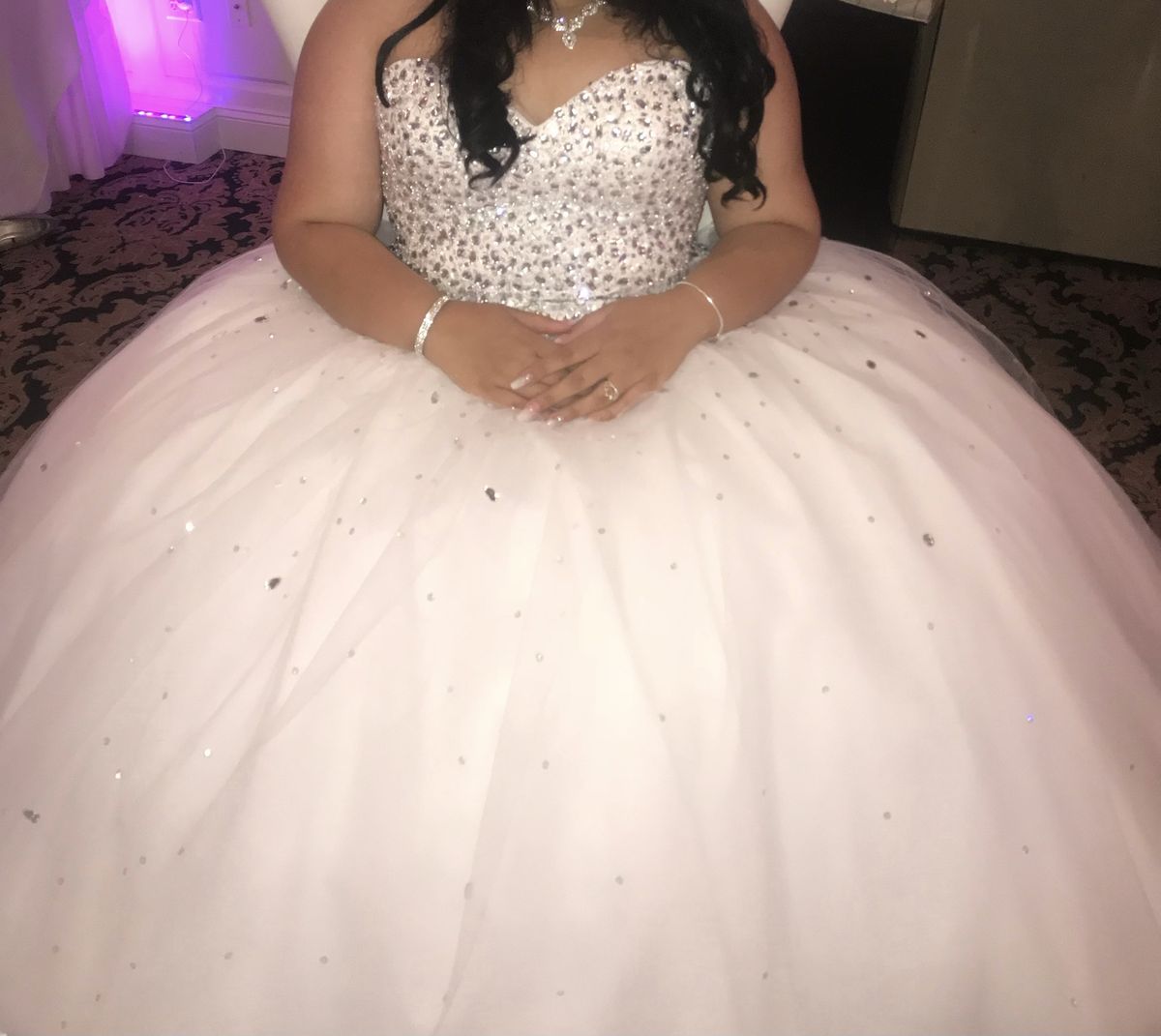 Plus Size 22 Halter White Ball Gown on Queenly