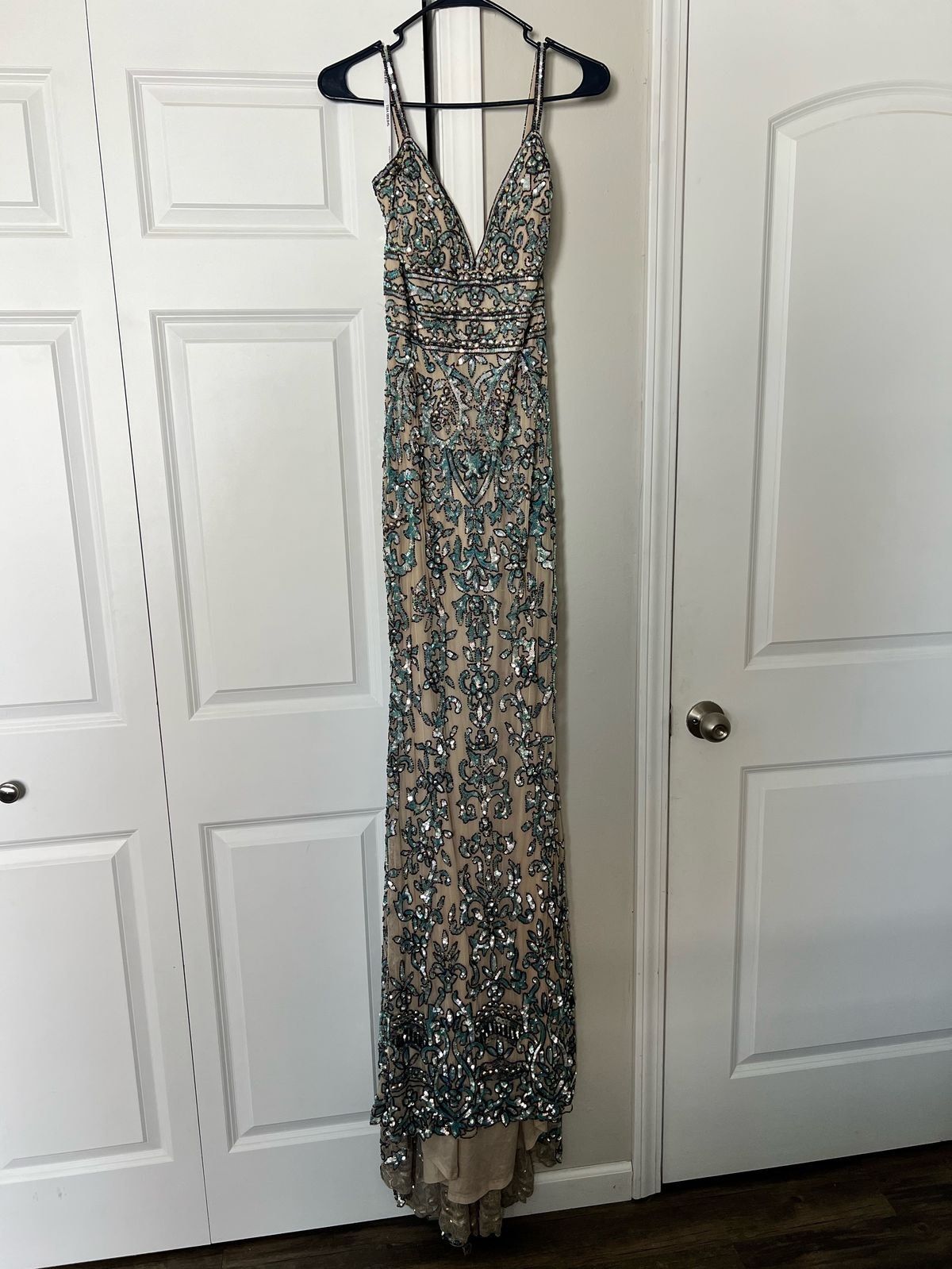 Sherri Hill Size 2 Prom Sequined Nude Floor Length Maxi on Queenly