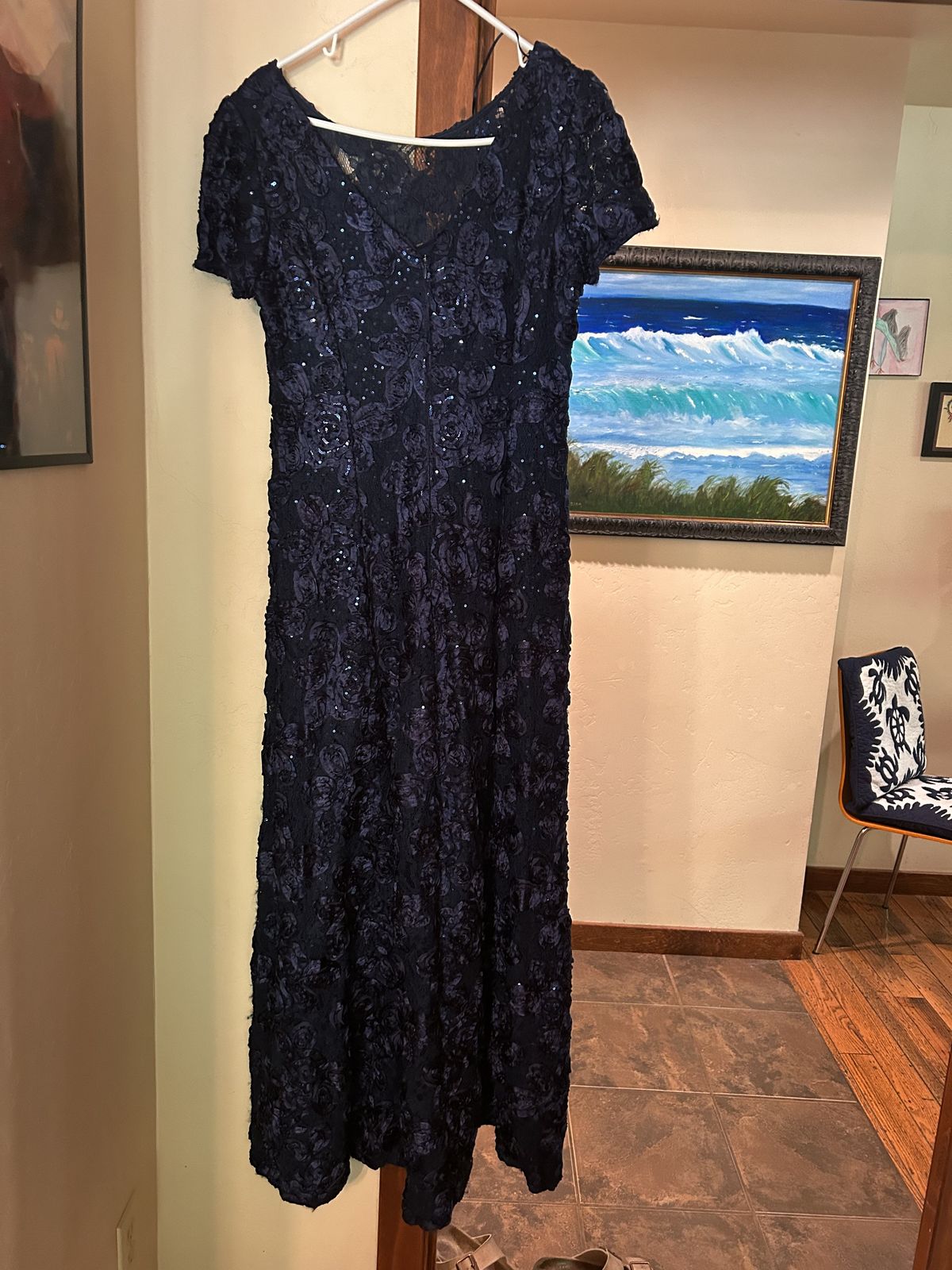 Alex evenings best sale navy blue dress