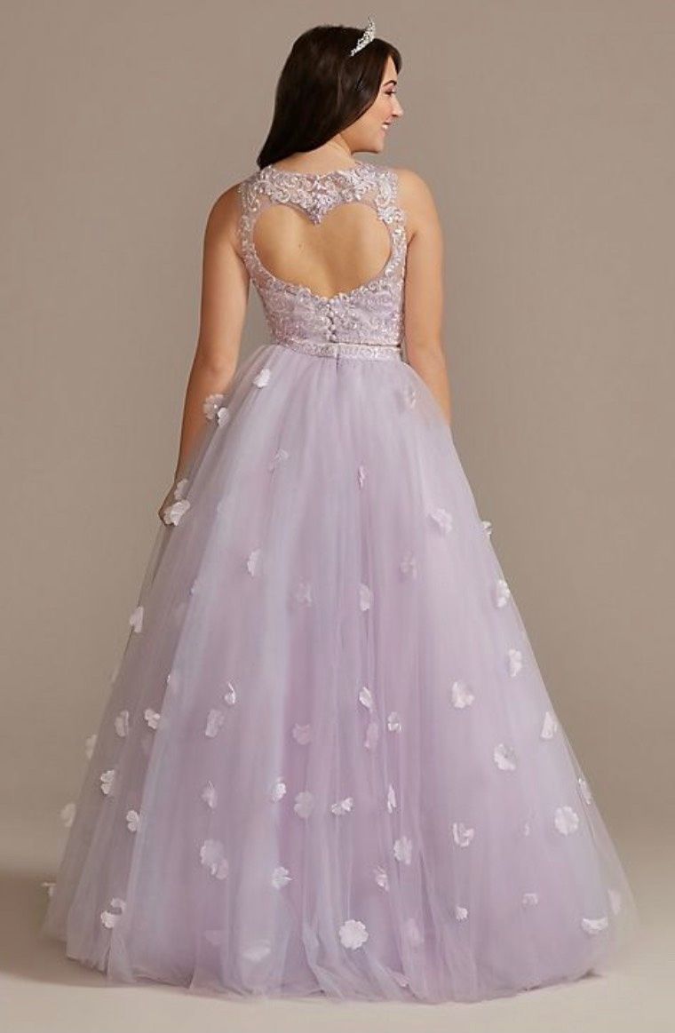Size 8 Prom High Neck Sequined Light Purple Ball Gown on Queenly